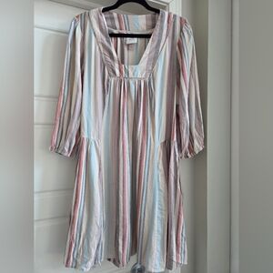 Knox Rose Multicolor Striped Boho 3/4 Sleeve Dress